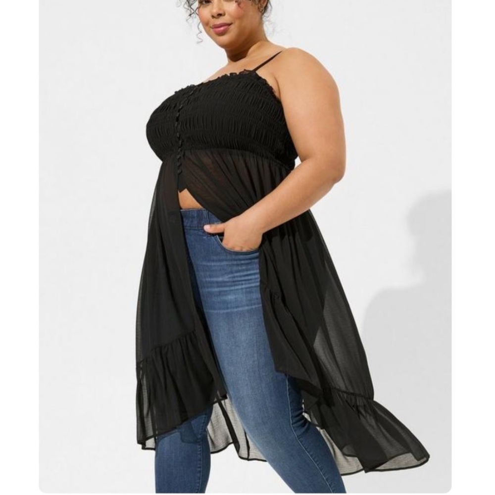 TORRID NWT Chiffon Button Up Sleeveless Tunic